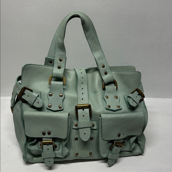 Mulberry Handbags - Mulberry Roxanne Satchel Bag Purse Studded Leather Limited Edition Green Gold